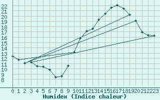 Courbe de l'humidex pour Monts-sur-Guesnes (86)