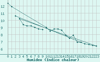 Courbe de l'humidex pour Orly (91)