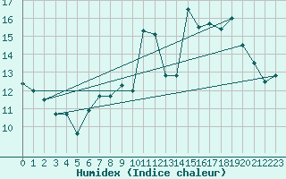 Courbe de l'humidex pour La Rochelle - Aerodrome (17)