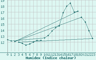 Courbe de l'humidex pour Biache-Saint-Vaast (62)