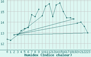 Courbe de l'humidex pour Belmullet