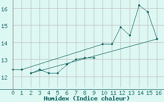 Courbe de l'humidex pour Lerwick