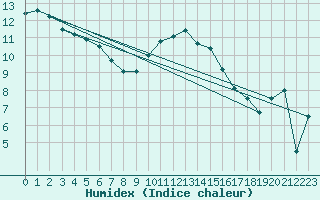 Courbe de l'humidex pour Figari (2A)