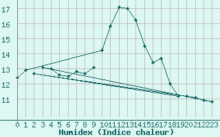 Courbe de l'humidex pour Berkenhout AWS