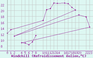 Courbe du refroidissement olien pour Bujarraloz