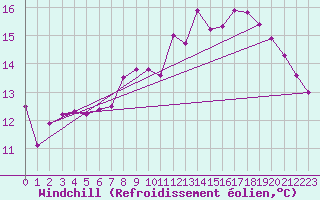 Courbe du refroidissement olien pour Brignogan (29)