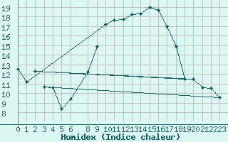 Courbe de l'humidex pour Wunsiedel Schonbrun