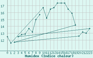 Courbe de l'humidex pour Belmullet