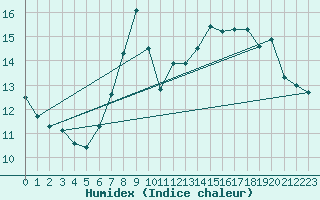 Courbe de l'humidex pour Lelystad