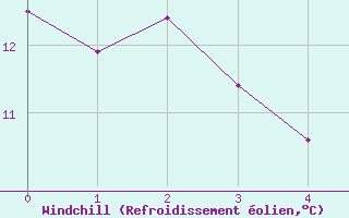 Courbe du refroidissement olien pour Roches Point