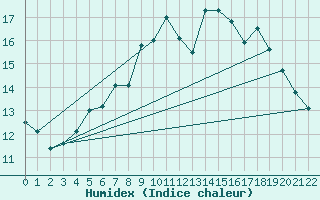 Courbe de l'humidex pour Roches Point