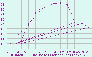 Courbe du refroidissement olien pour Terespol