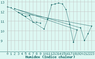 Courbe de l'humidex pour Sarzeau (56)