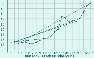 Courbe de l'humidex pour Terschelling Hoorn