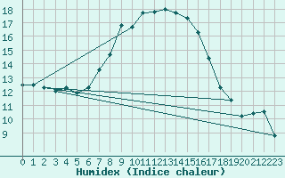 Courbe de l'humidex pour Novo Mesto
