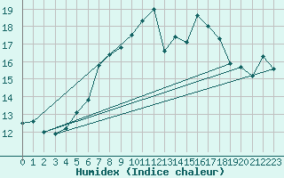 Courbe de l'humidex pour Salen-Reutenen