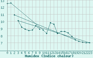 Courbe de l'humidex pour Ble - Binningen (Sw)