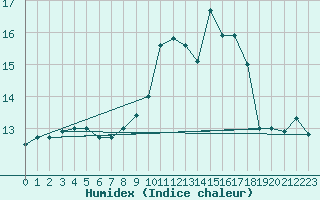 Courbe de l'humidex pour Mullingar