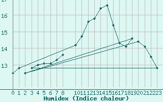 Courbe de l'humidex pour Ernage (Be)