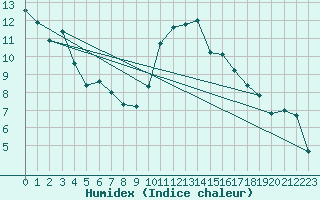 Courbe de l'humidex pour Sain-Bel (69)