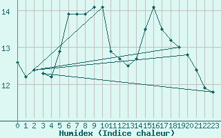 Courbe de l'humidex pour Elm