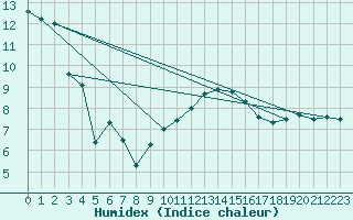 Courbe de l'humidex pour Berkenhout AWS