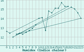 Courbe de l'humidex pour Metzingen