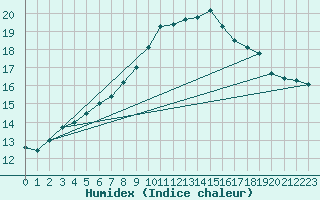 Courbe de l'humidex pour Lauwersoog Aws