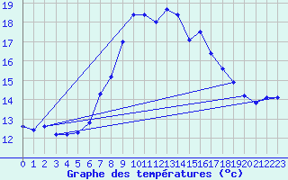 Courbe de tempratures pour Wilhelminadorp Aws