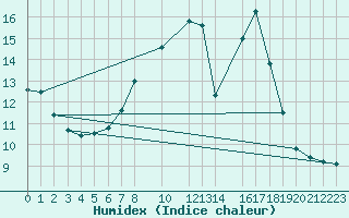 Courbe de l'humidex pour Belm