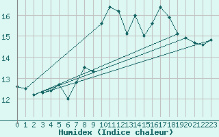 Courbe de l'humidex pour Mullingar