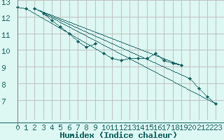 Courbe de l'humidex pour Amur (79)