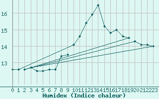 Courbe de l'humidex pour Lauwersoog Aws