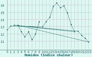 Courbe de l'humidex pour Schauenburg-Elgershausen