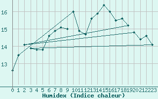 Courbe de l'humidex pour Korsnas Bredskaret