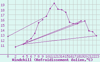 Courbe du refroidissement olien pour Bad Salzuflen