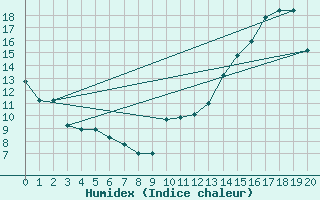 Courbe de l'humidex pour Winterland Branch Hill