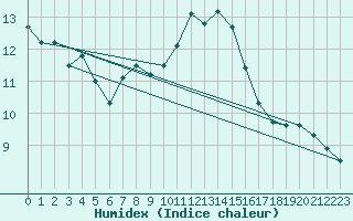 Courbe de l'humidex pour Wunsiedel Schonbrun