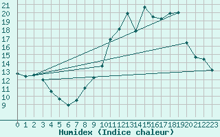 Courbe de l'humidex pour Florennes (Be)
