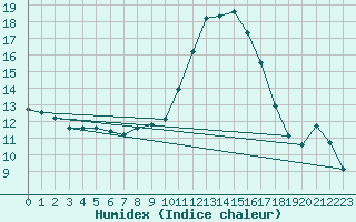 Courbe de l'humidex pour Chieming