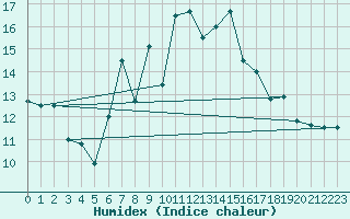 Courbe de l'humidex pour Berkenhout AWS