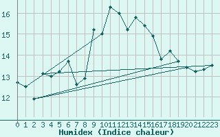 Courbe de l'humidex pour Skagen