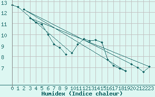 Courbe de l'humidex pour Trawscoed