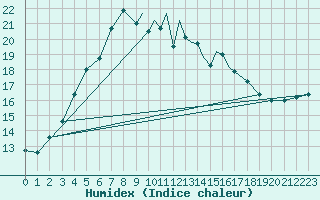 Courbe de l'humidex pour Leeming