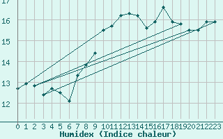 Courbe de l'humidex pour Crnomelj