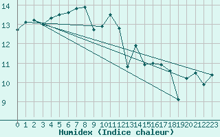 Courbe de l'humidex pour Cap Ferret (33)