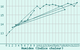 Courbe de l'humidex pour Cap Pertusato (2A)