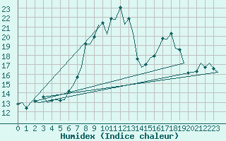 Courbe de l'humidex pour Huesca (Esp)