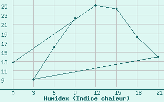 Courbe de l'humidex pour Usak Meydan