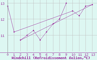 Courbe du refroidissement olien pour Port Nolloth